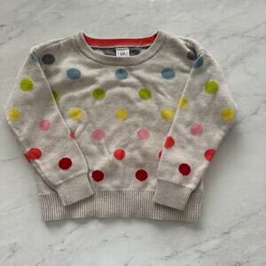 Gap holiday girls polka dot sweater oatmeal heather sz 2 pullover colorful girls